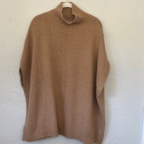 Lou & Grey Sweaters - Lou & Grey Camel sleeveless oversized pullover  Mock Neck poncho sweater XS/S